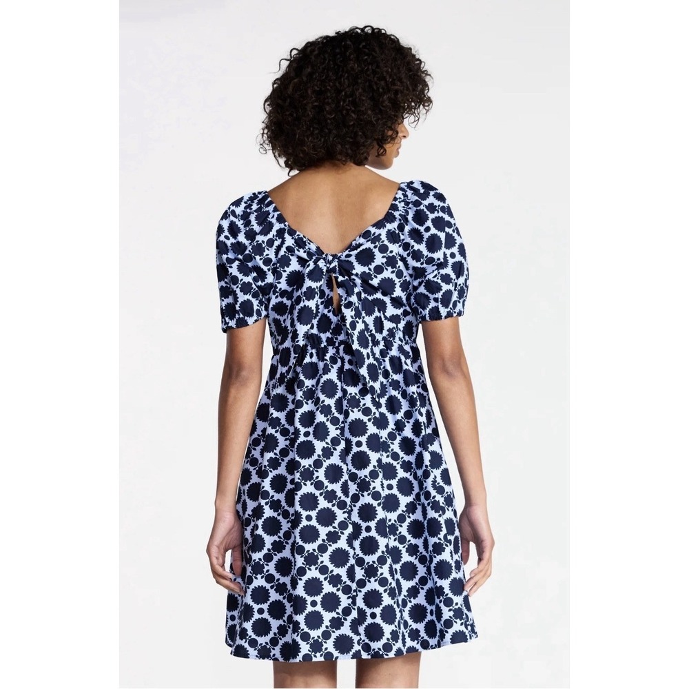 Women's Blue Tie Back Mini Dress Puff Sleeves, size XS 0-2 wedding Formal Bow